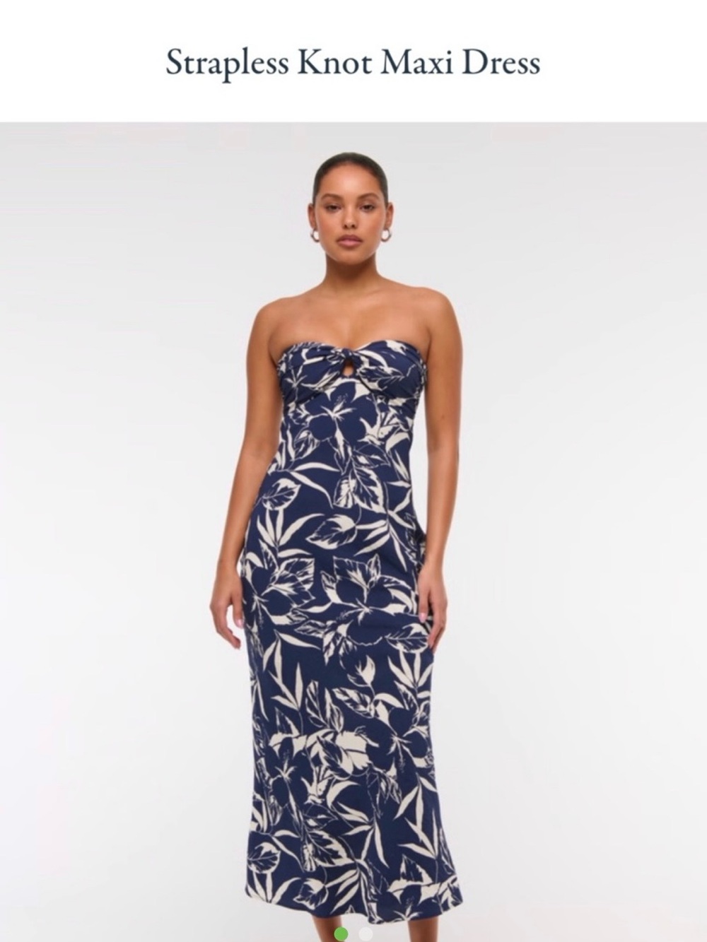 Abercrombie & Fitch Navy and Cream Strapless Floral Maxi Dress